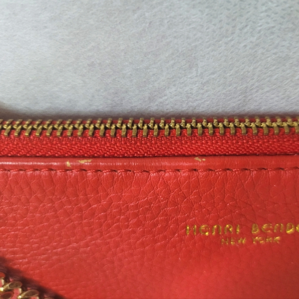 Henri Bendel Red Leather Chain Shoulder Bag - Picture 11 of 12